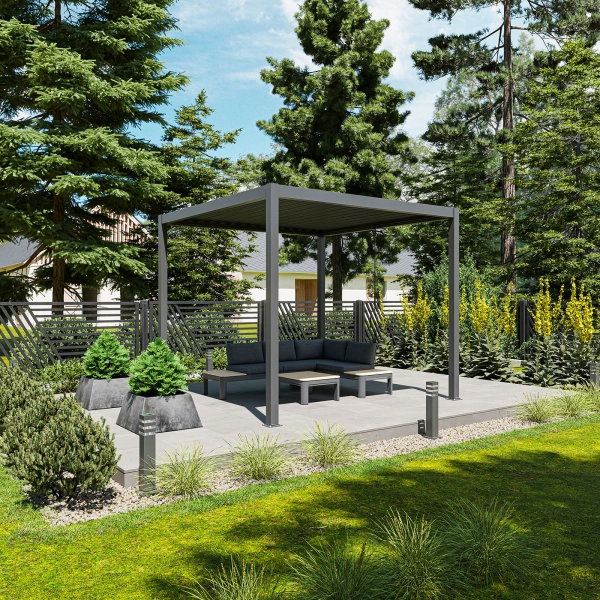 Pergola ogrodowa tarasowa aluminiowa NORDVIC Skyline 3 x 3 m Antracyt